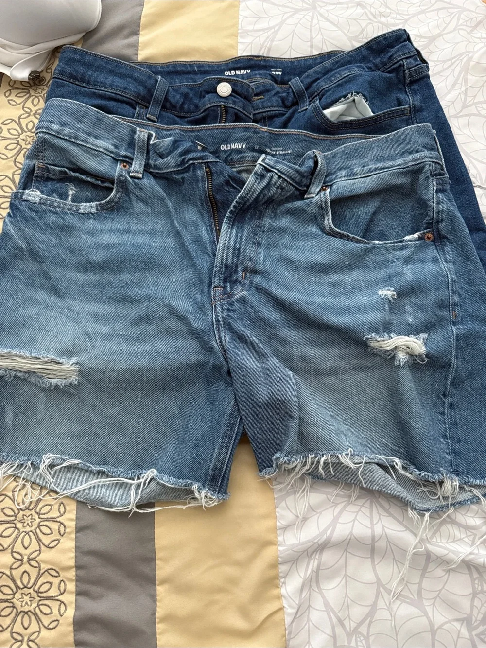 Denim Shorts Trio - Distressed Blue Jean Shorts- High waisted!